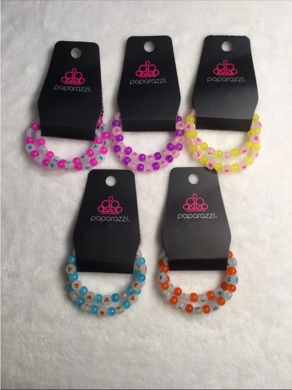 Paparazzi Girls Neon Beaded Bracelets Set of 5.